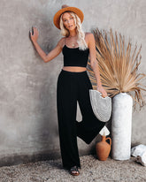 Lively Linen Blend Smocked Pants - Black
